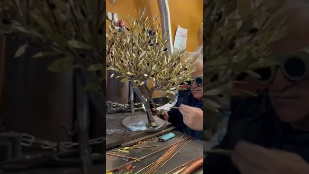 The process of making olive tree sculpture by Aggelos Panagiotidis